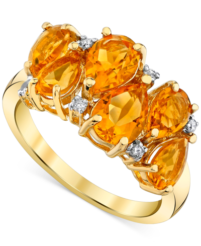 Macy's Citrine (2-7/8 Ct. T.w.) & Diamond Accent Pear Cluster Ring In 10k Gold