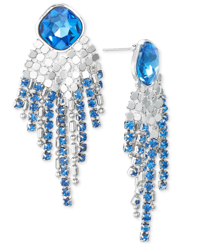 Inc International Concepts Mixed-metal Crystal Drop Earrings, Created For Macy's In Blue