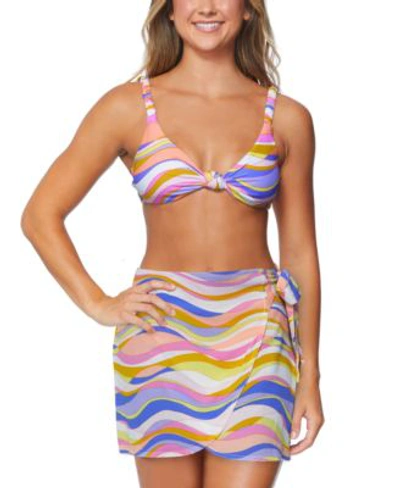 Raisins Juniors Jamaica Printed Bikini Top Sunshine Wrap Cover Up Skirt In Multi Color