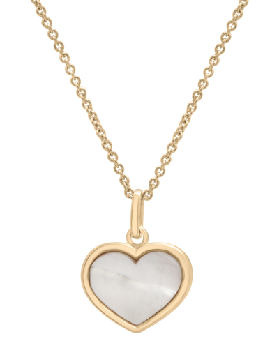 Macy's Mother Of Pearl Heart Pendant Necklace In 14k Gold-plated Sterling Silver, 16" + 2" Extender In Gold Over Silver