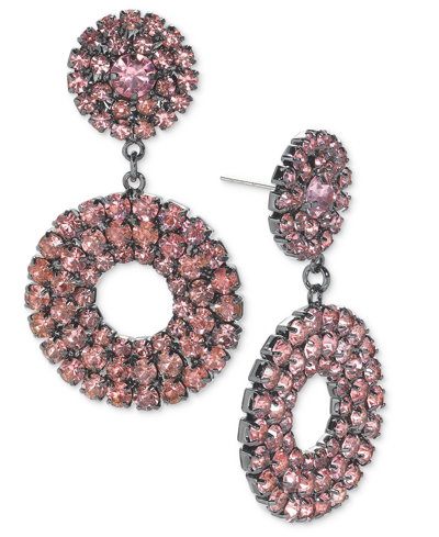 Inc International Concepts Silver-tone Crystal Circle Drop Earrings, Created For Macy's In Pink