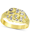 Macy's Men's Textured Two-tone Nugget Style Ring In 10k Gold In Gold