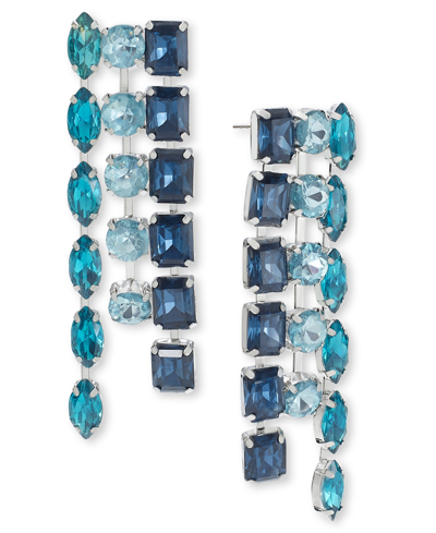 Inc International Concepts Mixed-metal Crystal Linear Earrings, Created For Macy's In Blue