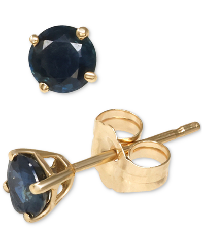 Macy's Sapphire Round Solitaire Stud Earrings (5/8 Ct. T.w.) In 14k Gold