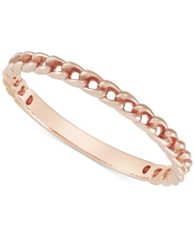 Macy's Polished Curb Chain Link Stack Band In 14k Rose Gold