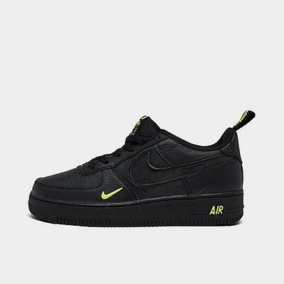 Nike Big Kids' Air Force 1 Lv8 Glow Swoosh Casual Shoes In Black/black/volt