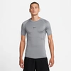 Nike Men's  Pro Dri-fit Tight Short-sleeve Fitness Top In Smoke Grey/black