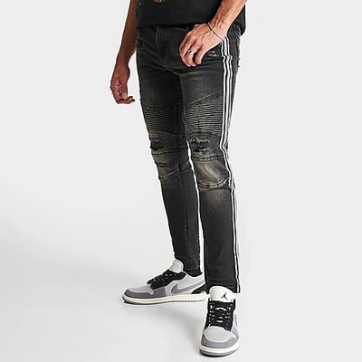 Supply And Demand Men's Side Stripe Jeans In Black Wash/grey