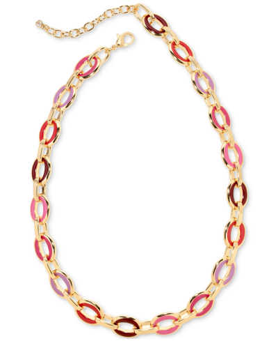 On 34th Gold-tone & Color Chunky Link Collar Necklace, 17" + 2" Extender, Created For Macy's In Red