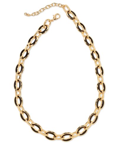 On 34th Gold-tone & Color Chunky Link Collar Necklace, 17" + 2" Extender, Created For Macy's In Black