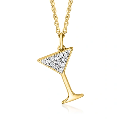 Ross-simons Diamond Martini Pendant Necklace In 18kt Gold Over Sterling In Silver