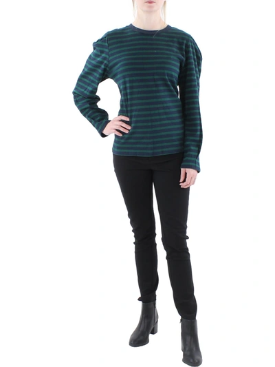 Avantlook Womens Striped Crewneck Pullover Top In Green