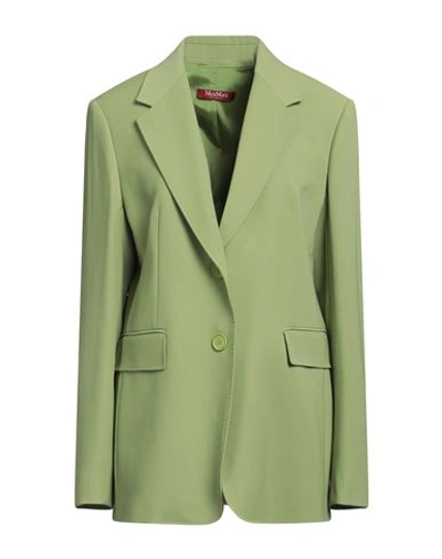 Max Mara Studio Woman Suit Jacket Light Green Size 14 Virgin Wool