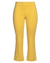 Avenue Montaigne Woman Pants Yellow Size 8 Viscose, Polyamide, Elastane
