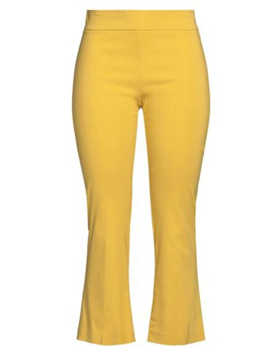 Avenue Montaigne Woman Cropped Pants Yellow Size 8 Viscose, Polyamide, Elastane