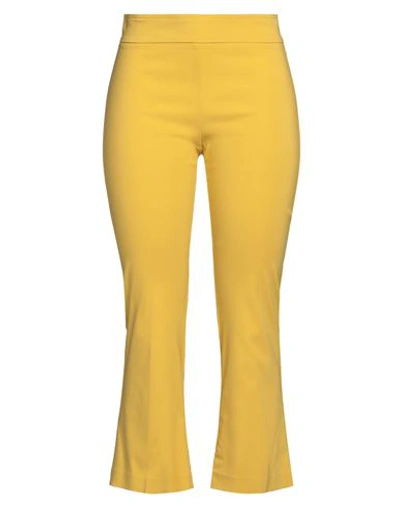 Avenue Montaigne Woman Pants Yellow Size 8 Viscose, Polyamide, Elastane