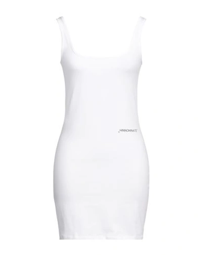 Hinnominate Woman Mini Dress White Size S Cotton, Elastane