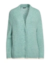 Aspesi Woman Cardigan Light Green Size 6 Polyester, Alpaca Wool, Cotton, Polyamide