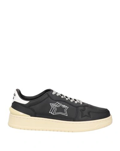 Atlantic Stars Man Sneakers Black Size 8 Soft Leather In Black