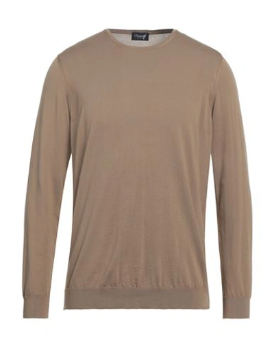 Drumohr Man Sweater Camel Size 40 Cotton In Beige