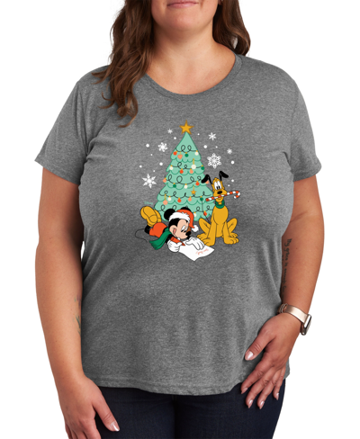 Air Waves Trendy Plus Size Disney Christmas Graphic T-shirt In Gray