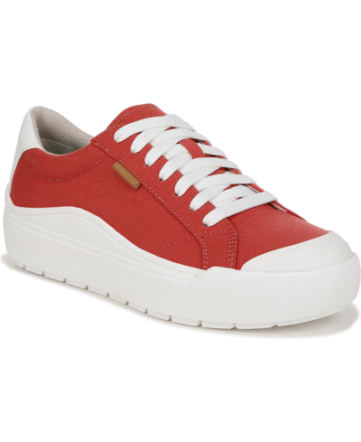 Dr. Scholl's Women's Time Off Platform Sneakers In Red Fabric