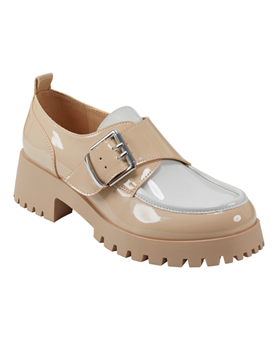 Marc Fisher Women's Hazelton Slip-on Lug Sole Casual Loafers In Light Natural Patent- Faux Patent Leathe