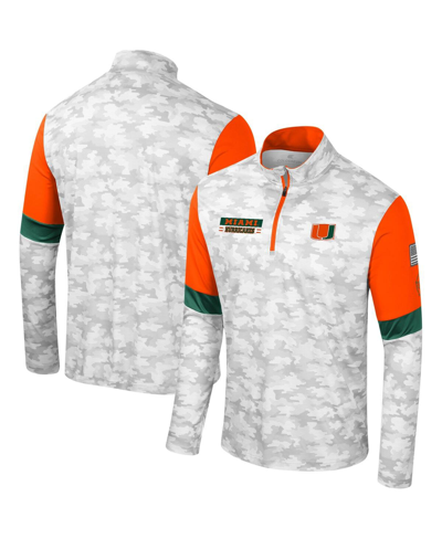 Colosseum Men's  Camo Miami Hurricanes Oht Military-inspired Appreciation Tomahawk Quarter-zip Windsh