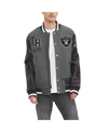 TOMMY HILFIGER MEN'S TOMMY HILFIGER HEATHER GRAY, BLACK LAS VEGAS RAIDERS GUNNER FULL-ZIP VARSITY JACKET