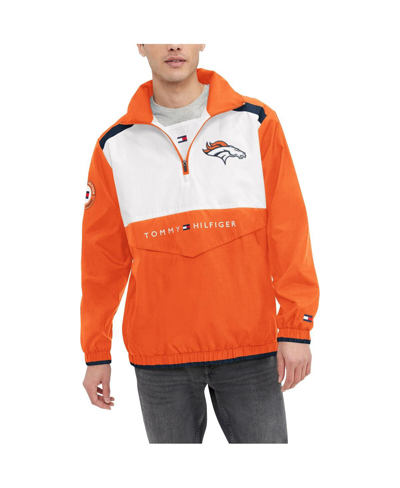Tommy Hilfiger Men's  Orange, White Denver Broncos Carter Half-zip Hooded Top In Orange,white