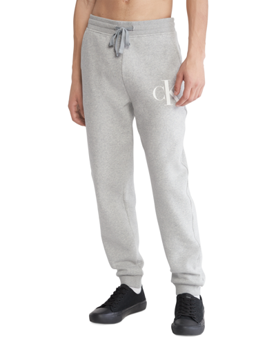 Calvin Klein Men's Monogram Fleece Jogger Pants In Herioc Grey Heather