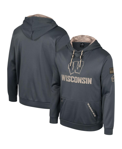 COLOSSEUM MEN'S COLOSSEUM CHARCOAL WISCONSIN BADGERS OHT MILITARY-INSPIRED APPRECIATION PULLOVER HOODIE