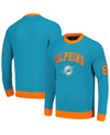 TOMMY HILFIGER MEN'S TOMMY HILFIGER AQUA, ORANGE MIAMI DOLPHINS REESE RAGLAN TRI-BLEND PULLOVER SWEATSHIRT