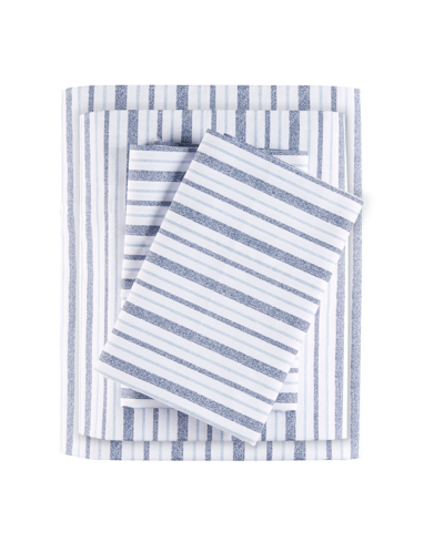 Madison Park Essentials 200 Thread Count Printed Cotton Sheet Set, Queen In Blue Stripe
