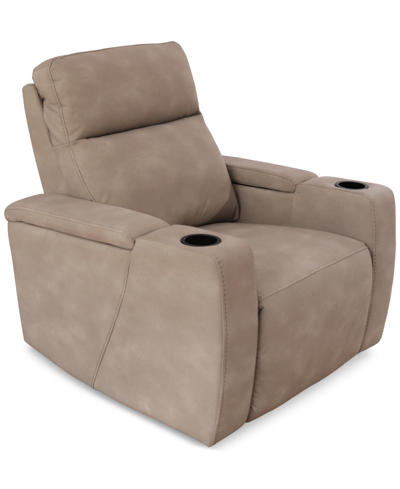 Macy's Greymel 37" Zero Gravity Fabric Chair With Power Headrest, Created For  In Taupe