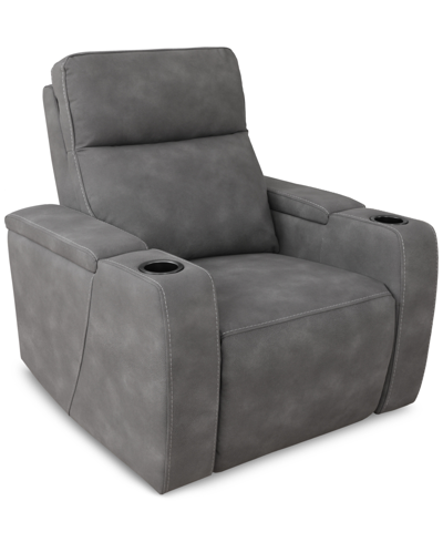 Macy's Greymel 37" Zero Gravity Fabric Chair With Power Headrest, Created For  In Charcoal