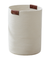 ORNAVO HOME LARGE COTTON ROPE LAUNDRY HAMPER WOVEN BASKET WITH LEATHER HANDLES