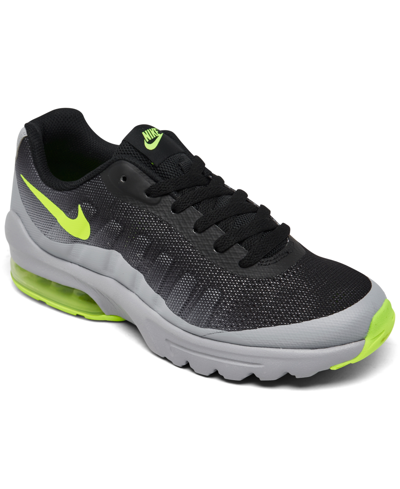 Nike Kids' Big Boys Air Max Invigor Running Sneakers From Finish Line In Wolf Grey/volt/black