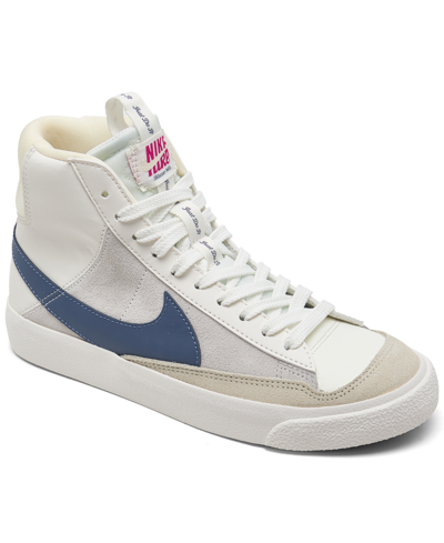 Nike Kids' Big Girls Blazer Mid 77 Se Casual Sneakers From Finish Line In Sail/sail/fireberry/diffused Blue