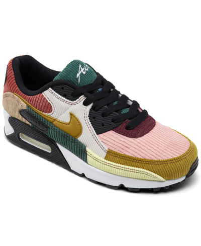 Nike Women's Air Max 90 Se Casual Sneakers From Finish Line In Black,red Stardust,cedar