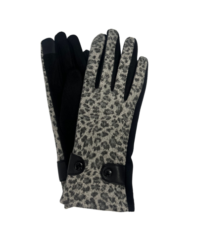 Marcus Adler Leopard Print Touchscreen Jersey Glove In Black