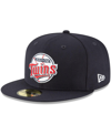 NEW ERA MEN'S NEW ERA NAVY MINNESOTA TWINS COOPERSTOWN COLLECTION WOOL 59FIFTY FITTED HAT