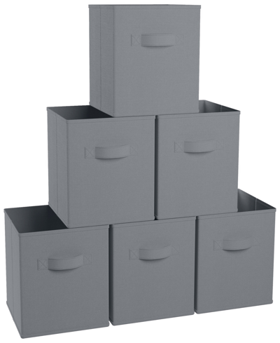Ornavo Home Foldable Storage Cube Bin With Dual Handles- Set Of 6 In Gray