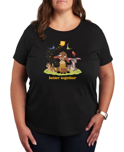 Air Waves Trendy Plus Size Disney Wish Graphic T-shirt In Black