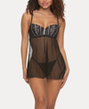 Jezebel Wish Mesh And Lace Babydoll Set In Black