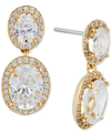 Eliot Danori Cubic Zirconia Oval Halo Drop Earrings In Gold