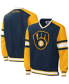 Starter Men's  Navy Milwaukee Brewers Yardline V-neck Pullover Windbreaker In Navy