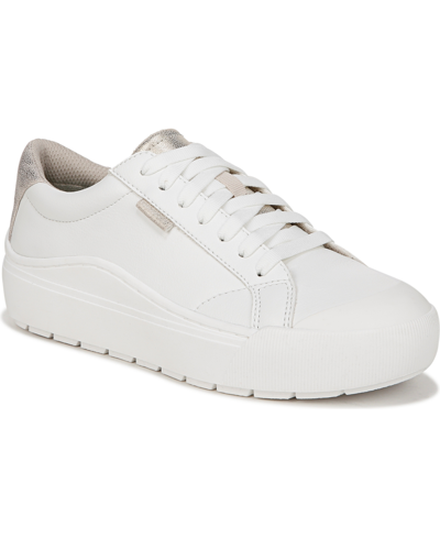 Dr. Scholl's Women's Time Off Platform Sneakers In White,gold Faux Leather