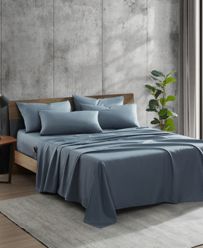 Kenneth Cole New York Solution Solid Microfiber 6 Piece Sheet Set, King In Denim Blue