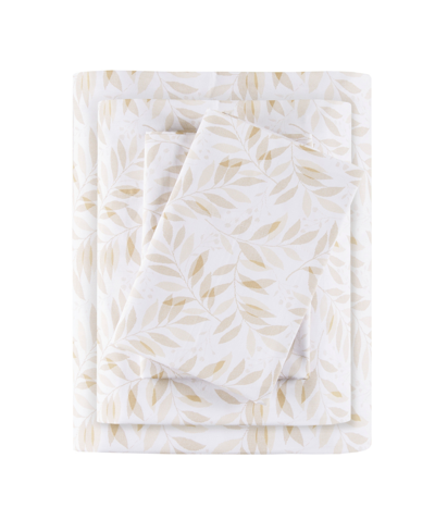Madison Park Essentials Printed Cotton Percale 4-pc. Sheet Set, Queen In Tan Leaves
